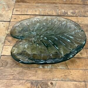 Green Glass Tropical Monstera Leaf Hand Blown Art